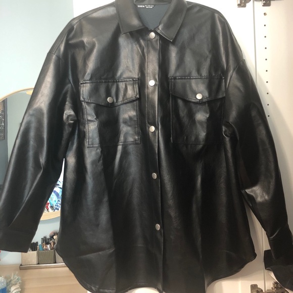 SHEIN Jackets & Blazers - Shein faux-leather shacket (L)